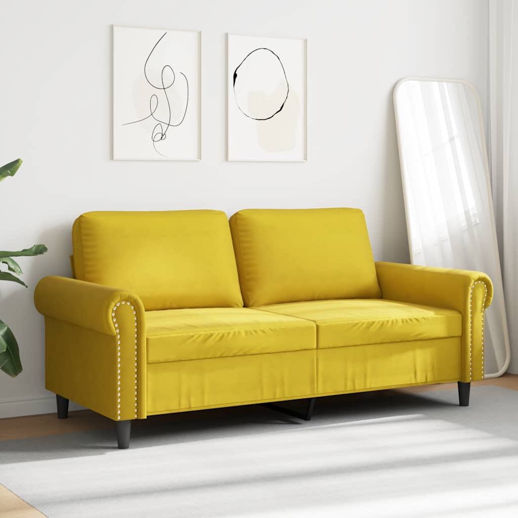 Tweezitsbank 140 cm fluweel geel is nu te koop bij PeponiXL, paradijselijk wonen!