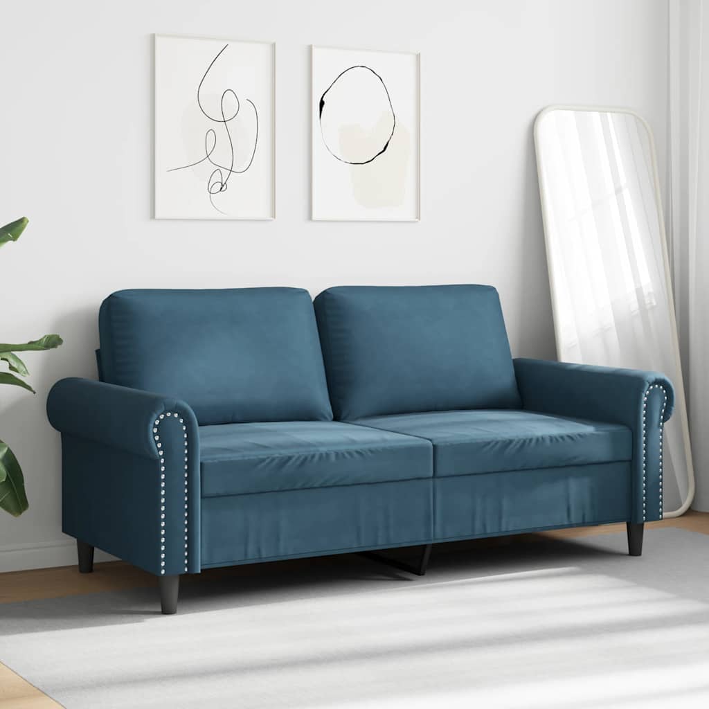 Tweezitsbank 140 cm fluweel blauw is nu te koop bij PeponiXL, paradijselijk wonen!