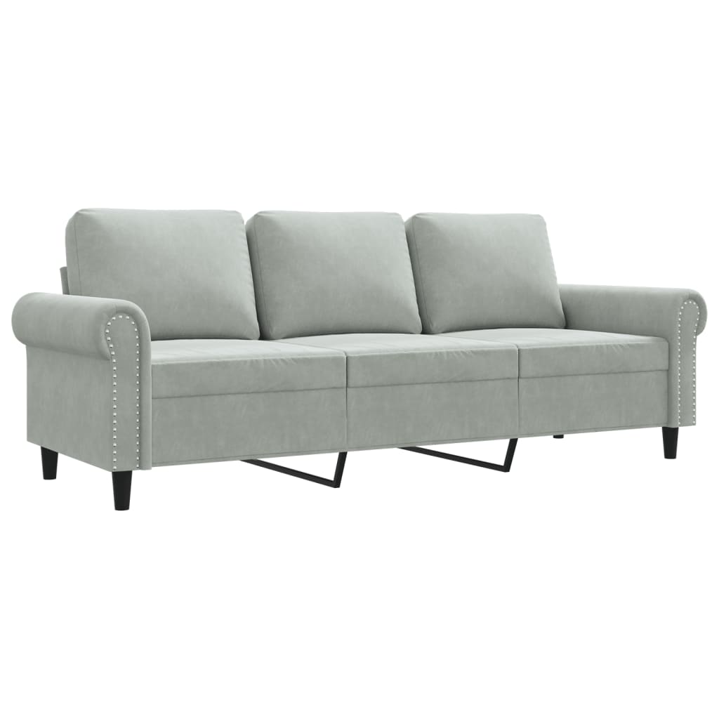 Driezitsbank 180 cm fluweel lichtgrijs is nu te koop bij PeponiXL, paradijselijk wonen!
