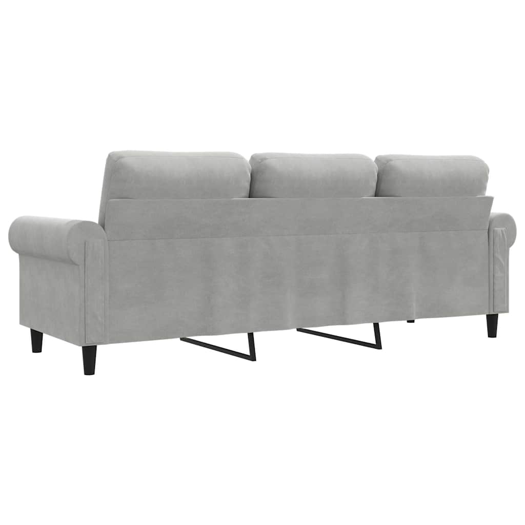 Driezitsbank 180 cm fluweel lichtgrijs is nu te koop bij PeponiXL, paradijselijk wonen!