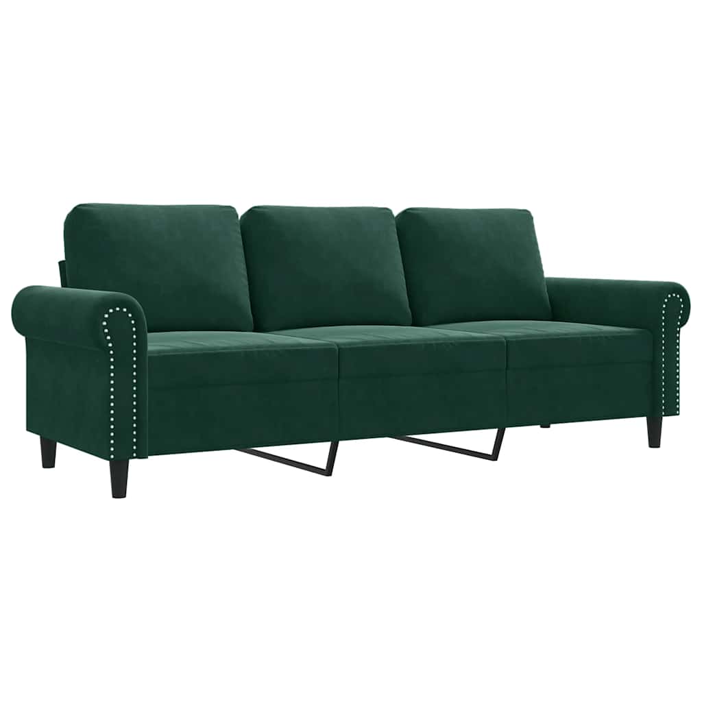 Driezitsbank 180 cm fluweel donkergroen is nu te koop bij PeponiXL, paradijselijk wonen!