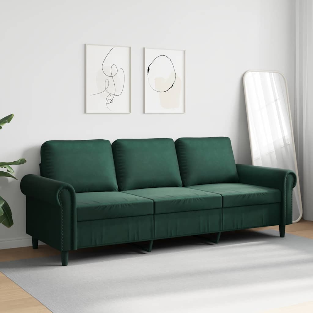 Driezitsbank 180 cm fluweel donkergroen is nu te koop bij PeponiXL, paradijselijk wonen!