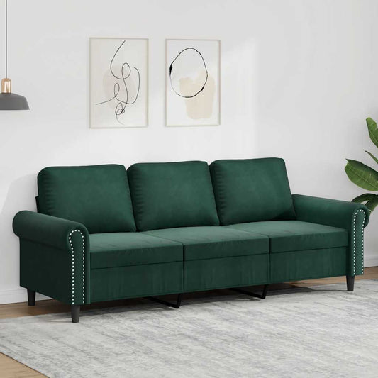 Driezitsbank 180 cm fluweel donkergroen is nu te koop bij PeponiXL, paradijselijk wonen!