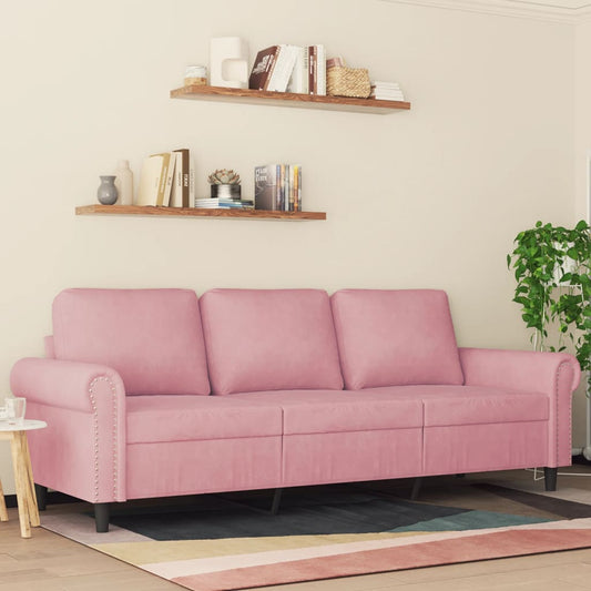 Driezitsbank 180 cm fluweel roze is nu te koop bij PeponiXL, paradijselijk wonen!
