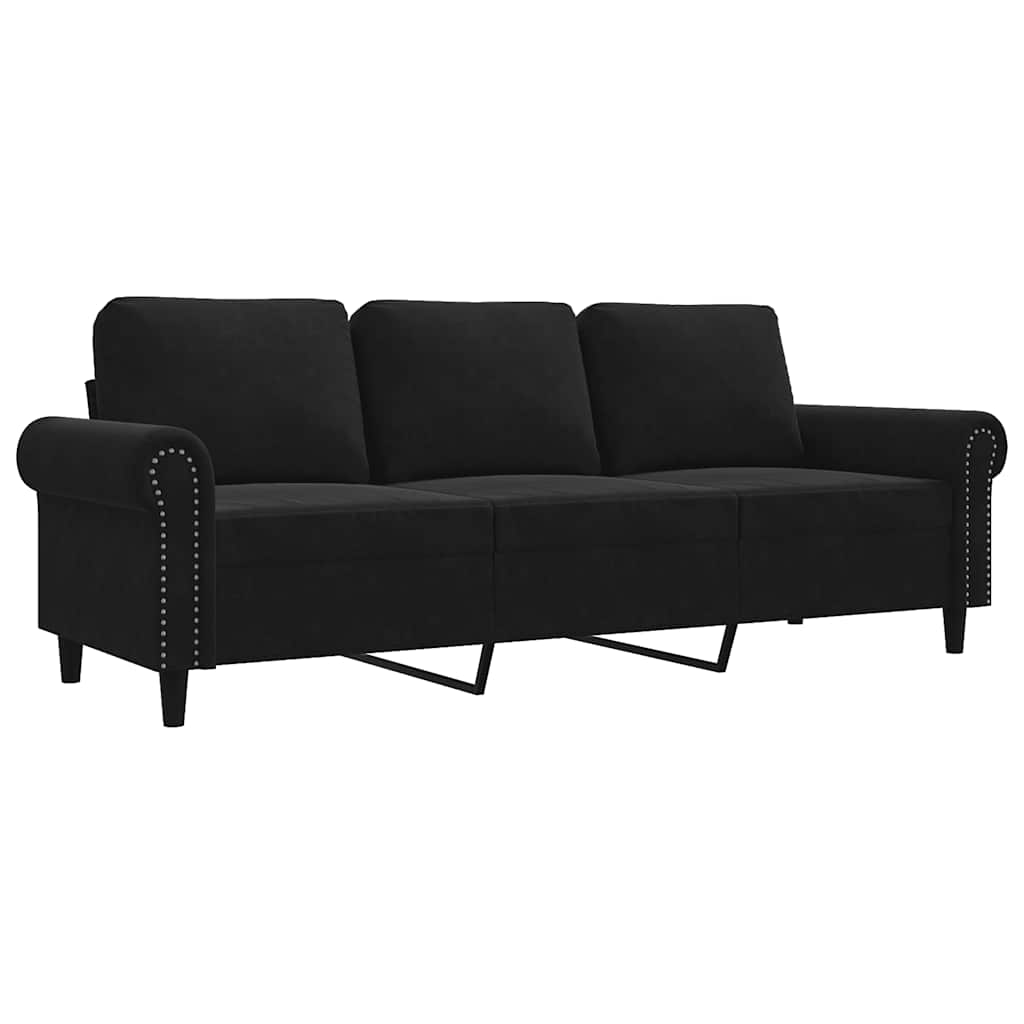 Driezitsbank 180 cm fluweel zwart is nu te koop bij PeponiXL, paradijselijk wonen!