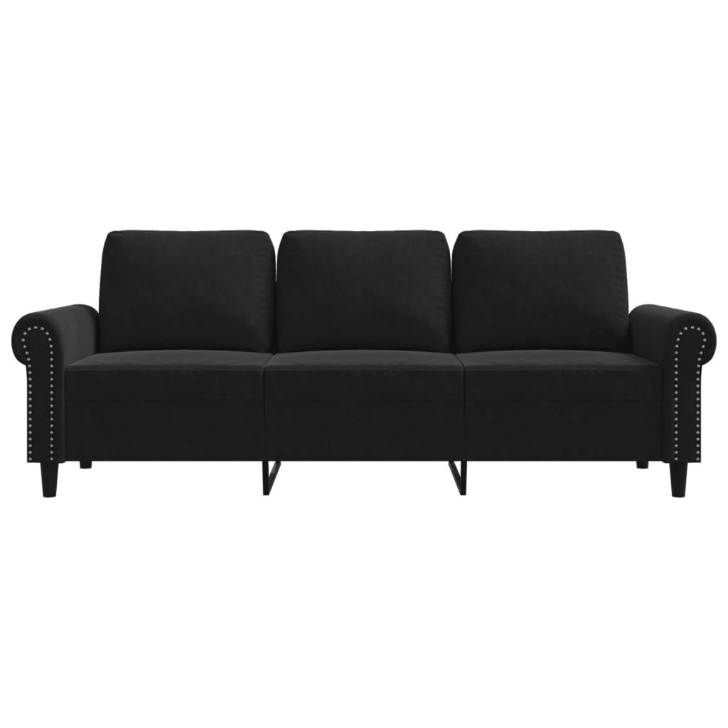 Driezitsbank 180 cm fluweel zwart is nu te koop bij PeponiXL, paradijselijk wonen!