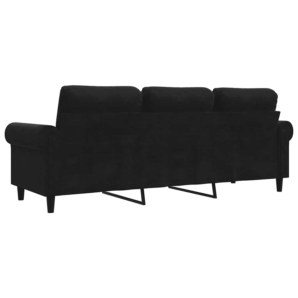 Driezitsbank 180 cm fluweel zwart is nu te koop bij PeponiXL, paradijselijk wonen!