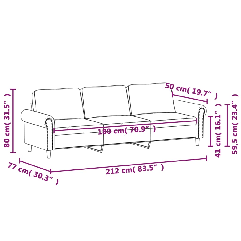 Driezitsbank 180 cm fluweel zwart is nu te koop bij PeponiXL, paradijselijk wonen!