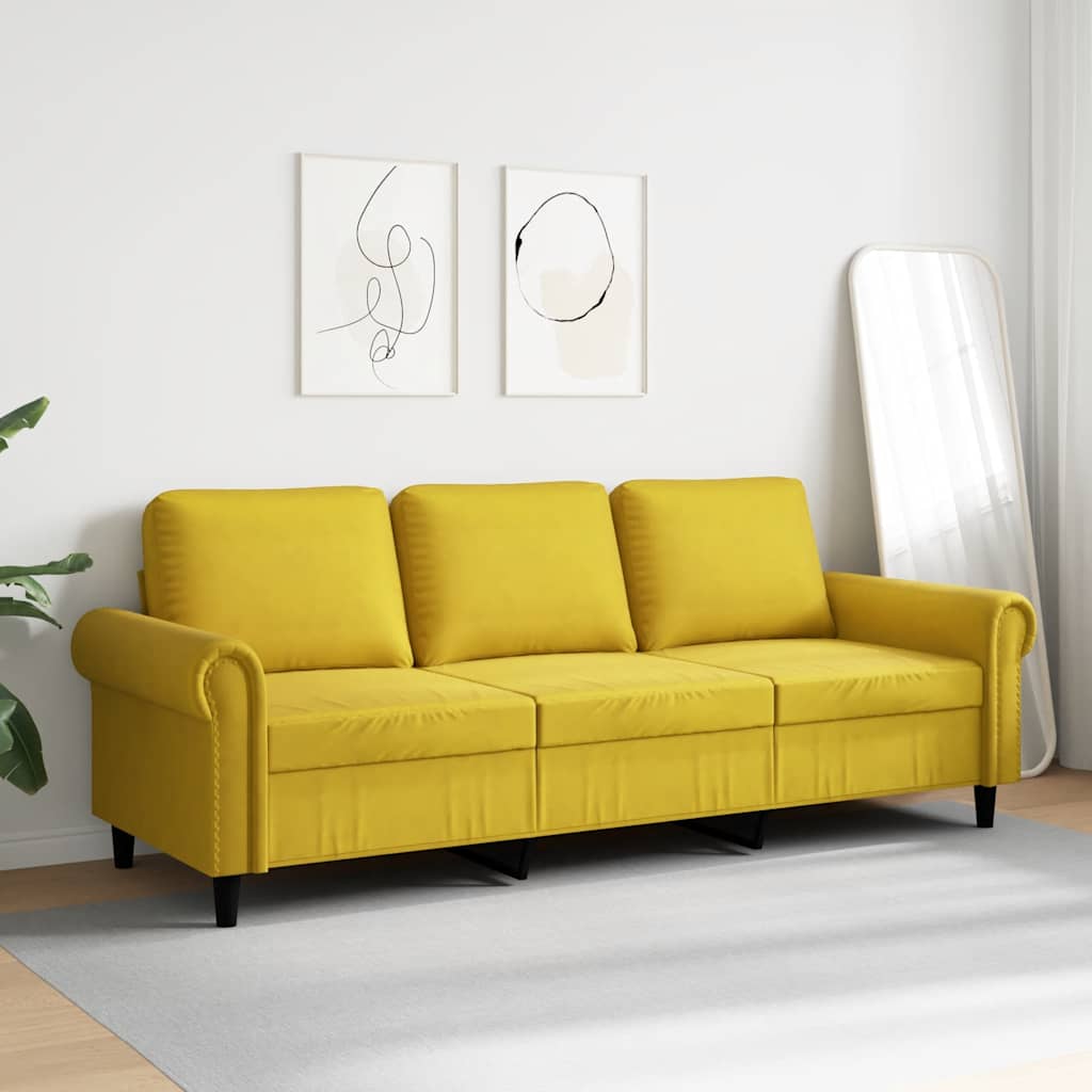 Driezitsbank 180 cm fluweel geel is nu te koop bij PeponiXL, paradijselijk wonen!