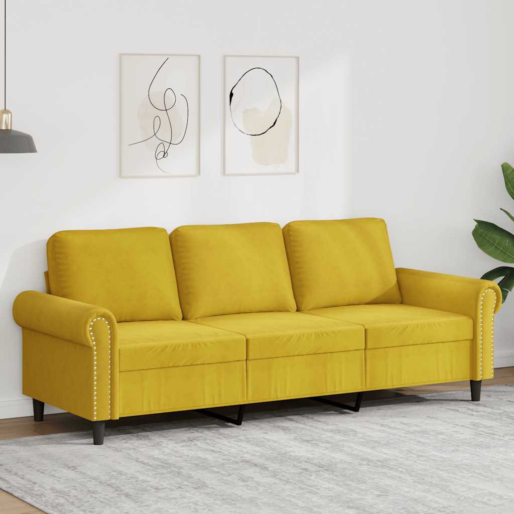 Driezitsbank 180 cm fluweel geel is nu te koop bij PeponiXL, paradijselijk wonen!