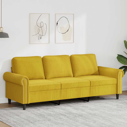 Driezitsbank 180 cm fluweel geel is nu te koop bij PeponiXL, paradijselijk wonen!
