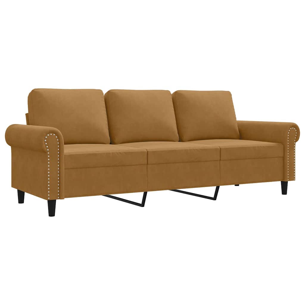 Driezitsbank 180 cm fluweel bruin is nu te koop bij PeponiXL, paradijselijk wonen!