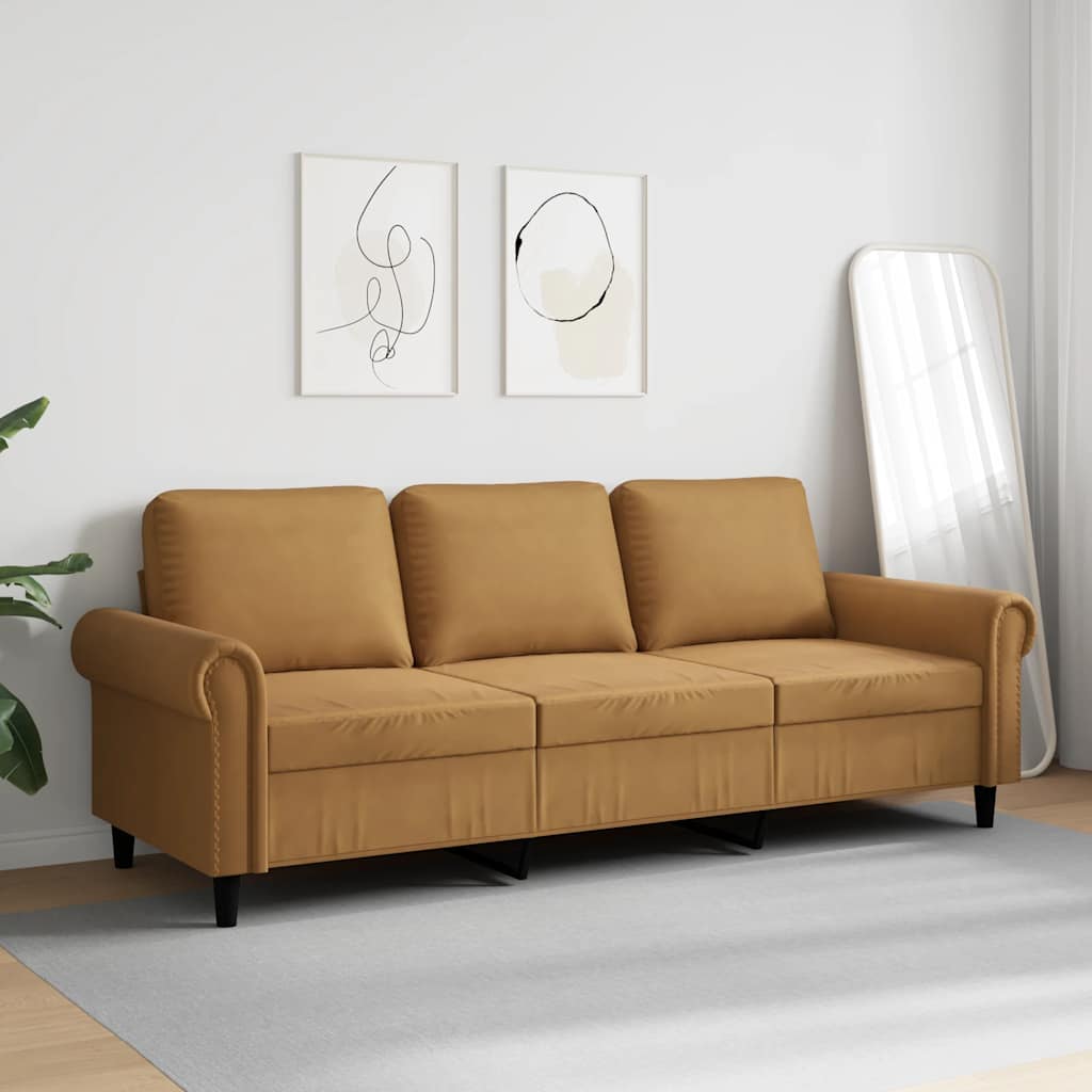 Driezitsbank 180 cm fluweel bruin is nu te koop bij PeponiXL, paradijselijk wonen!