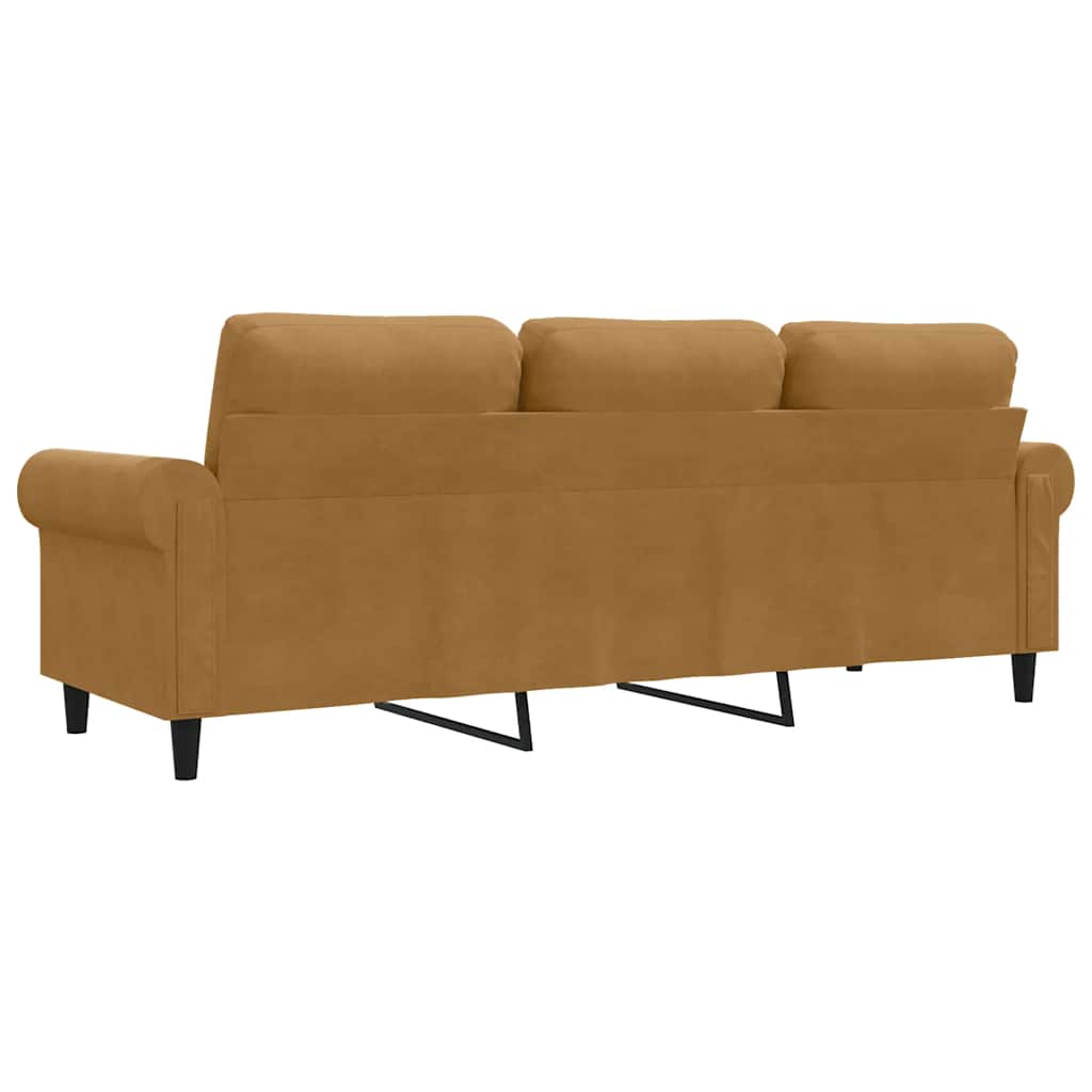 Driezitsbank 180 cm fluweel bruin is nu te koop bij PeponiXL, paradijselijk wonen!