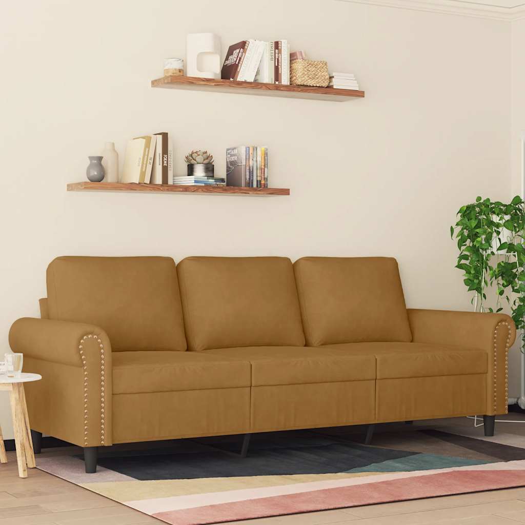 Driezitsbank 180 cm fluweel bruin is nu te koop bij PeponiXL, paradijselijk wonen!