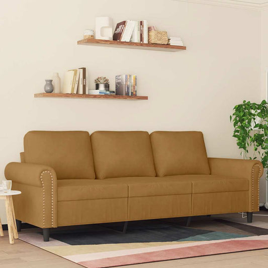 Driezitsbank 180 cm fluweel bruin is nu te koop bij PeponiXL, paradijselijk wonen!