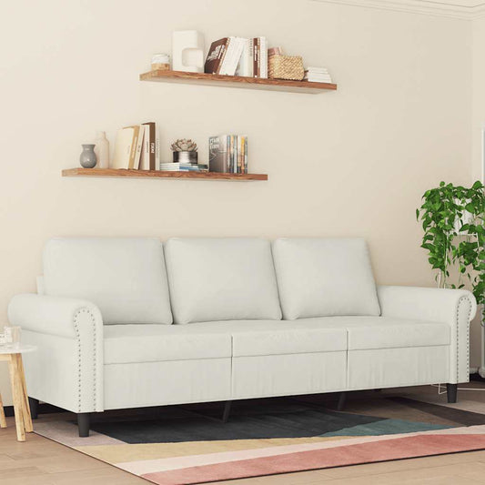 Driezitsbank 180 cm fluweel crèmekleurig is nu te koop bij PeponiXL, paradijselijk wonen!
