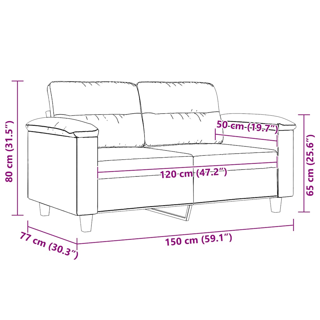 Tweezitsbank 120 cm microvezelstof lichtgrijs is nu te koop bij PeponiXL, paradijselijk wonen!