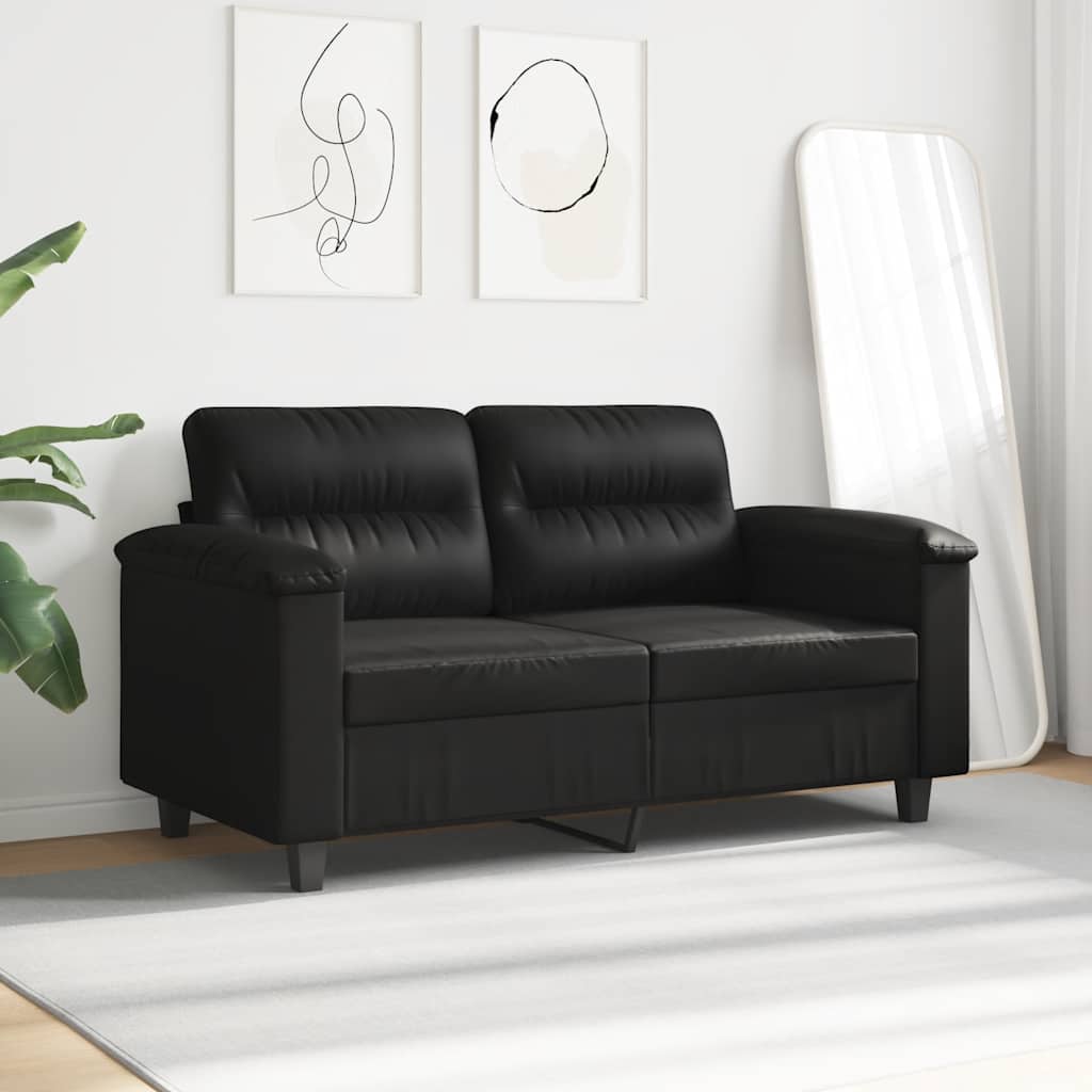 Tweezitsbank 120 cm microvezelstof zwart is nu te koop bij PeponiXL, paradijselijk wonen!
