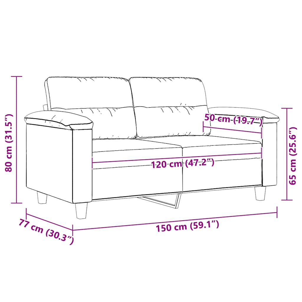 Tweezitsbank 120 cm microvezelstof zwart is nu te koop bij PeponiXL, paradijselijk wonen!