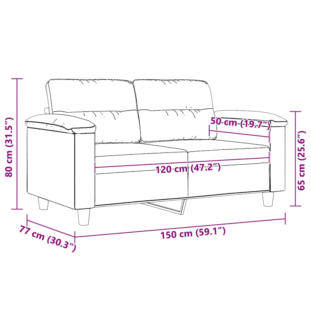 Tweezitsbank 120 cm microvezelstof crème is nu te koop bij PeponiXL, paradijselijk wonen!