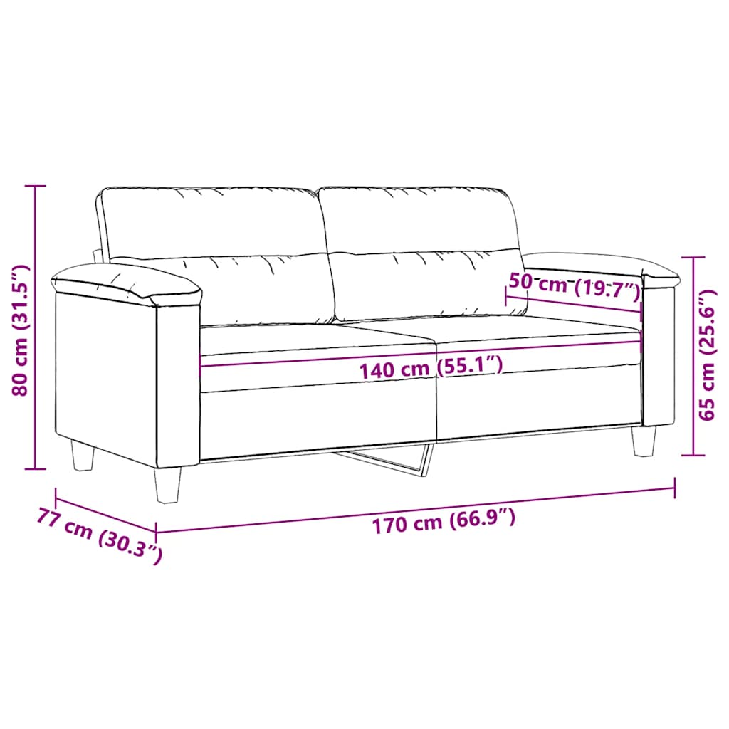 Tweezitsbank 140 cm microvezelstof lichtgrijs is nu te koop bij PeponiXL, paradijselijk wonen!