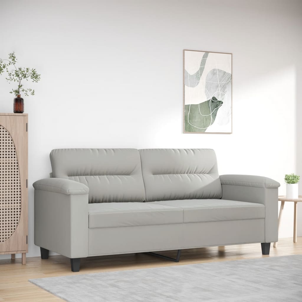 Tweezitsbank 140 cm microvezelstof lichtgrijs is nu te koop bij PeponiXL, paradijselijk wonen!