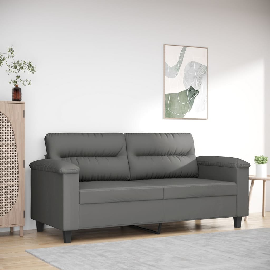 Tweezitsbank 140 cm microvezelstof donkergrijs is nu te koop bij PeponiXL, paradijselijk wonen!