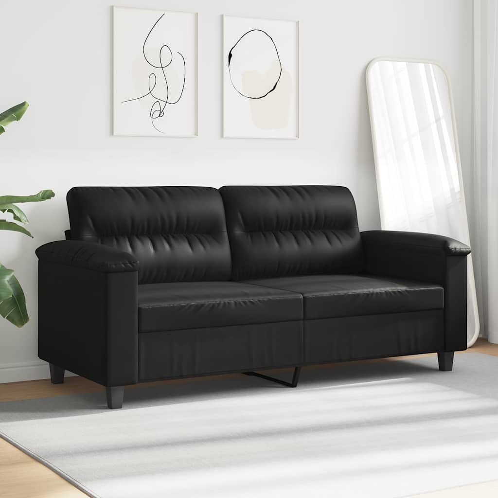 Tweezitsbank 140 cm microvezelstof zwart is nu te koop bij PeponiXL, paradijselijk wonen!