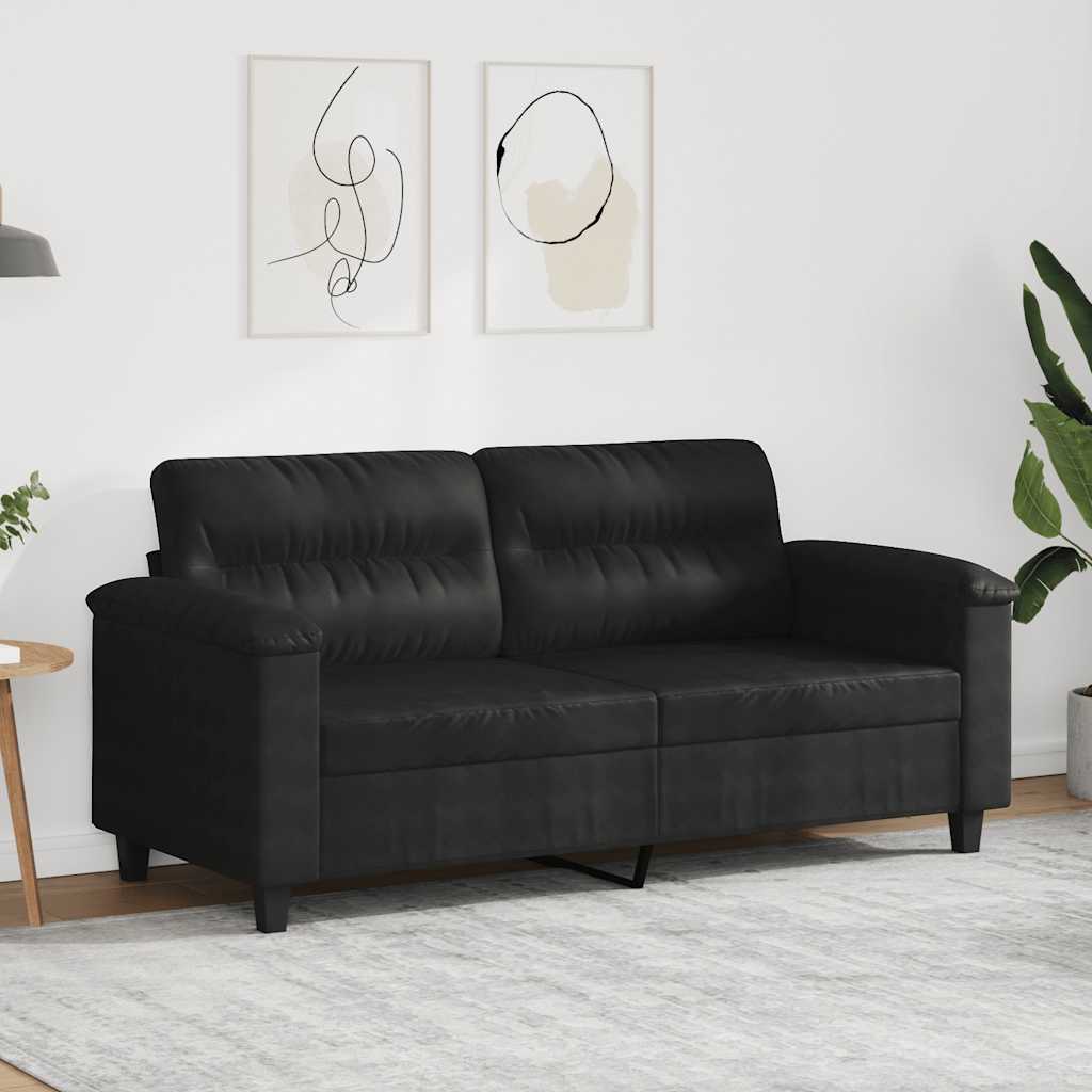 Tweezitsbank 140 cm microvezelstof zwart is nu te koop bij PeponiXL, paradijselijk wonen!