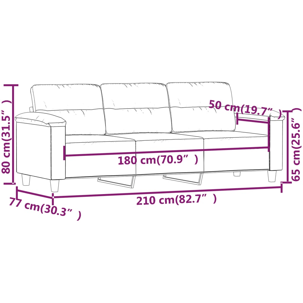 Driezitsbank 180 cm microvezelstof taupe is nu te koop bij PeponiXL, paradijselijk wonen!