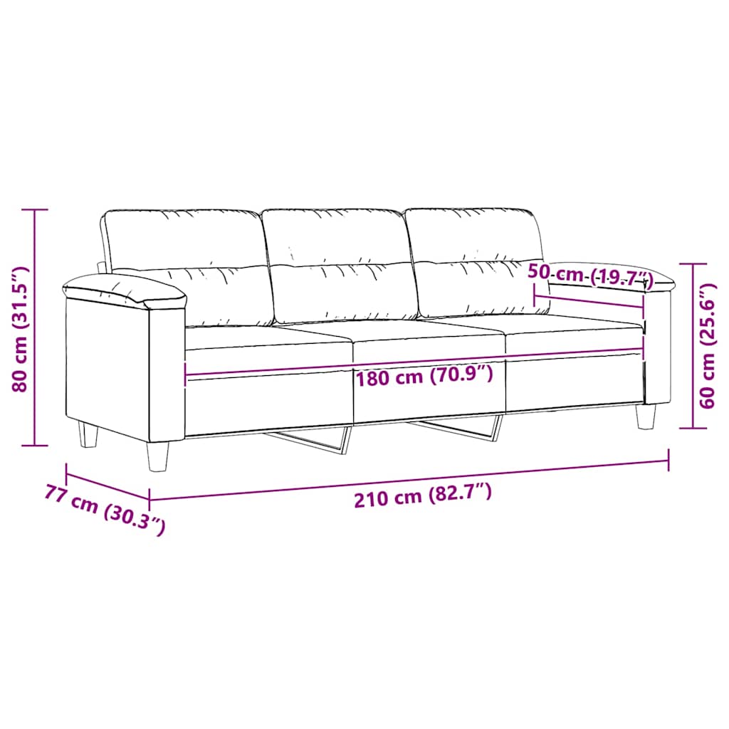 Driezitsbank 180 cm microvezelstof taupe is nu te koop bij PeponiXL, paradijselijk wonen!