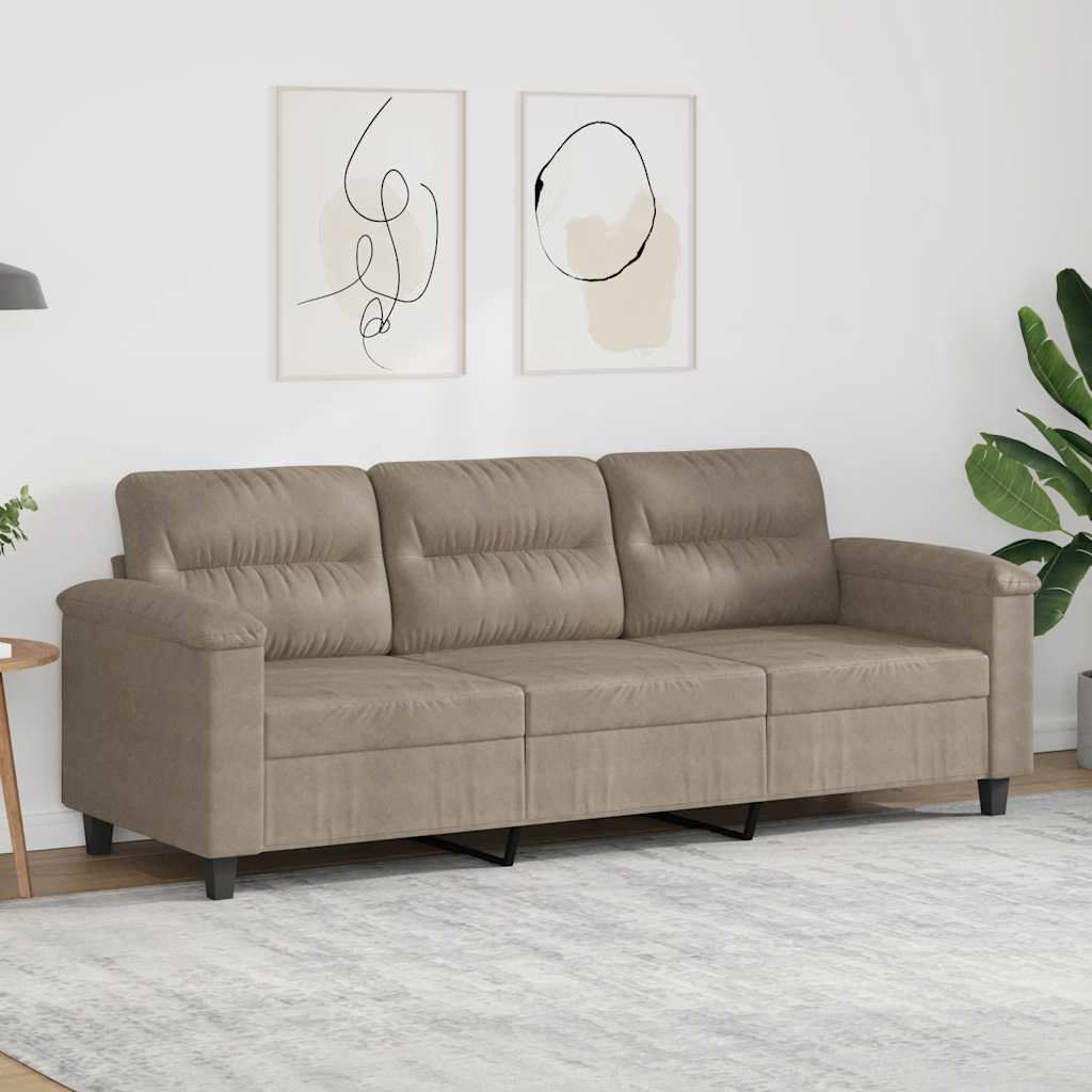 Driezitsbank 180 cm microvezelstof taupe is nu te koop bij PeponiXL, paradijselijk wonen!