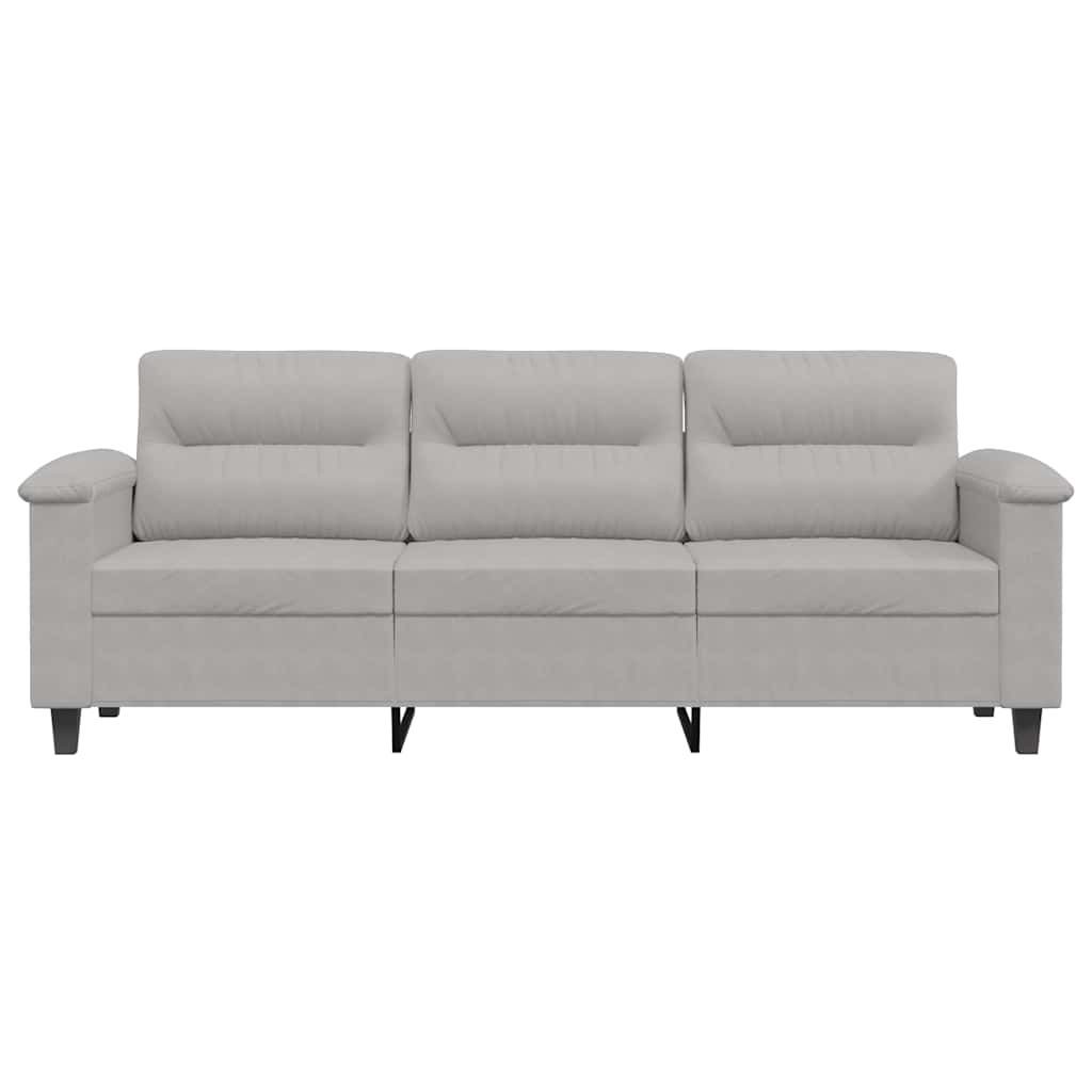Driezitsbank 180 cm microvezelstof lichtgrijs is nu te koop bij PeponiXL, paradijselijk wonen!