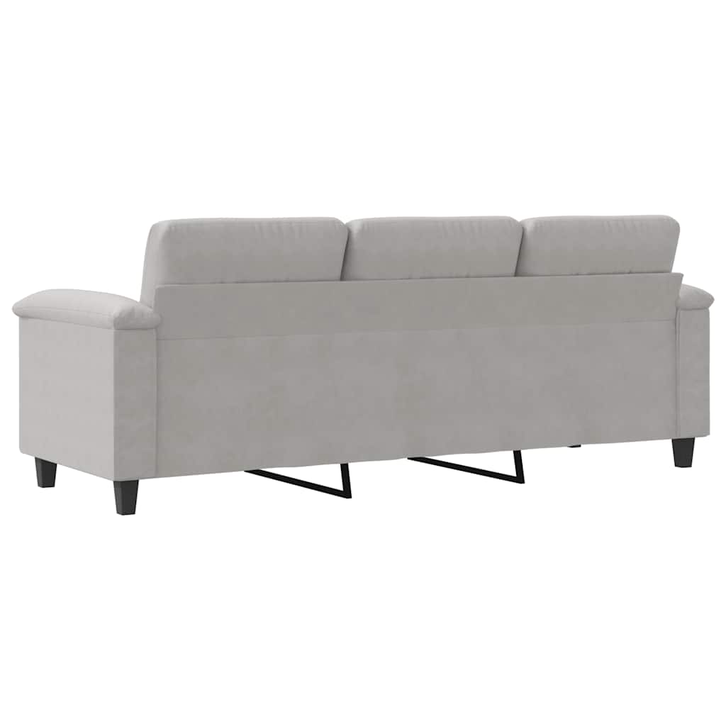 Driezitsbank 180 cm microvezelstof lichtgrijs is nu te koop bij PeponiXL, paradijselijk wonen!