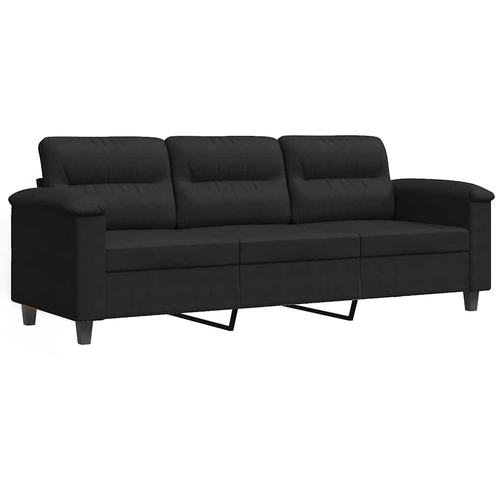 Driezitsbank 180 cm microvezelstof zwart is nu te koop bij PeponiXL, paradijselijk wonen!