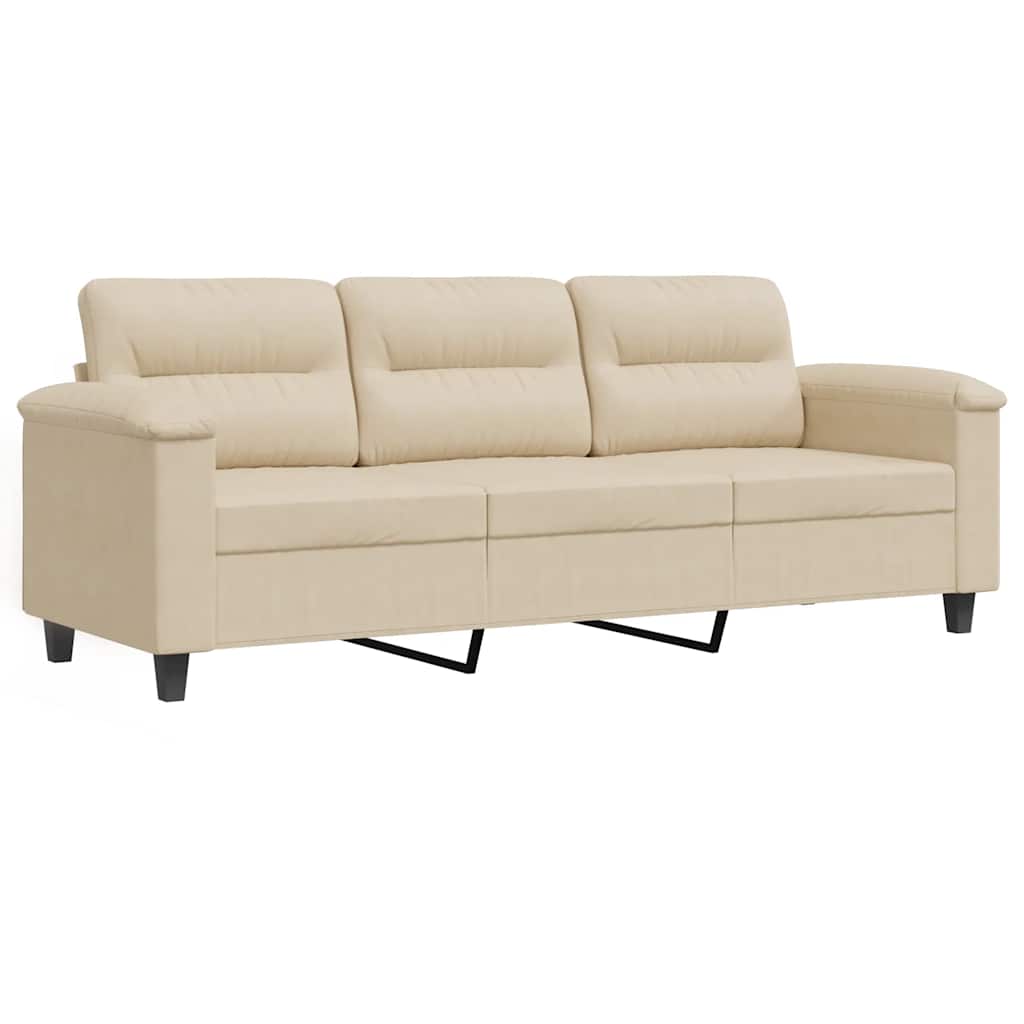Driezitsbank 180 cm microvezelstof crèmekleurig is nu te koop bij PeponiXL, paradijselijk wonen!
