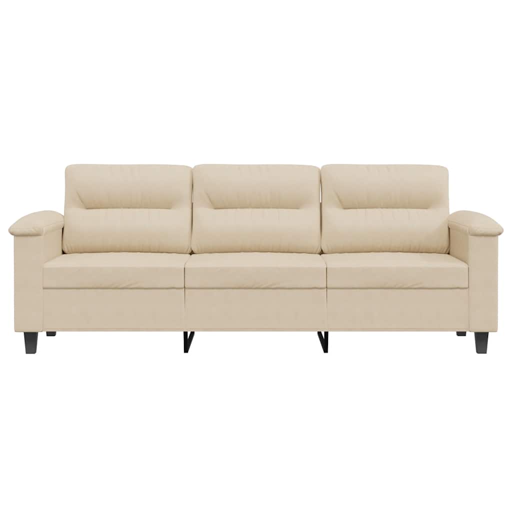 Driezitsbank 180 cm microvezelstof crèmekleurig is nu te koop bij PeponiXL, paradijselijk wonen!