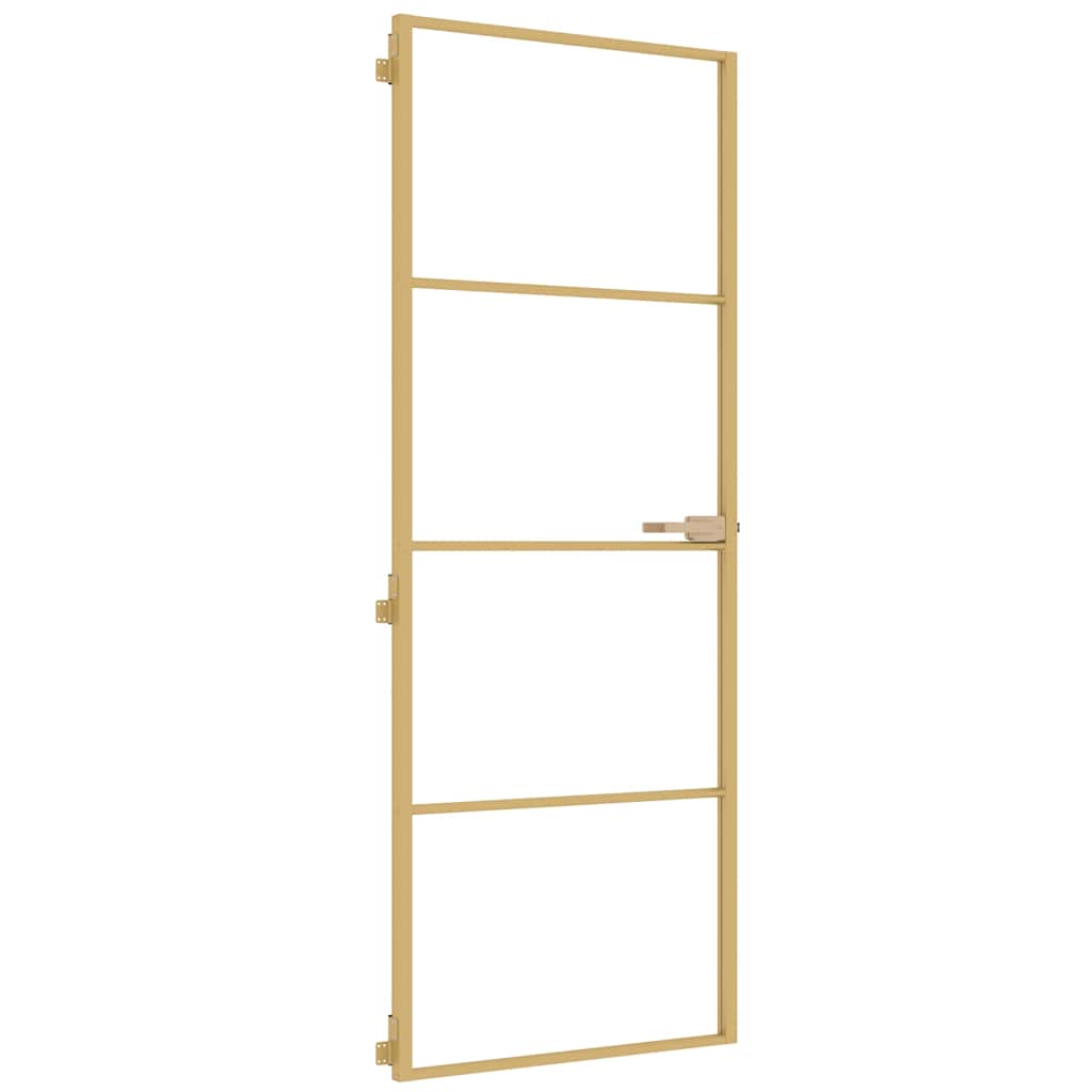 Binnendeur smal 76x201,5 cm gehard glas en aluminium goudkleur is nu te koop bij PeponiXL, paradijselijk wonen!