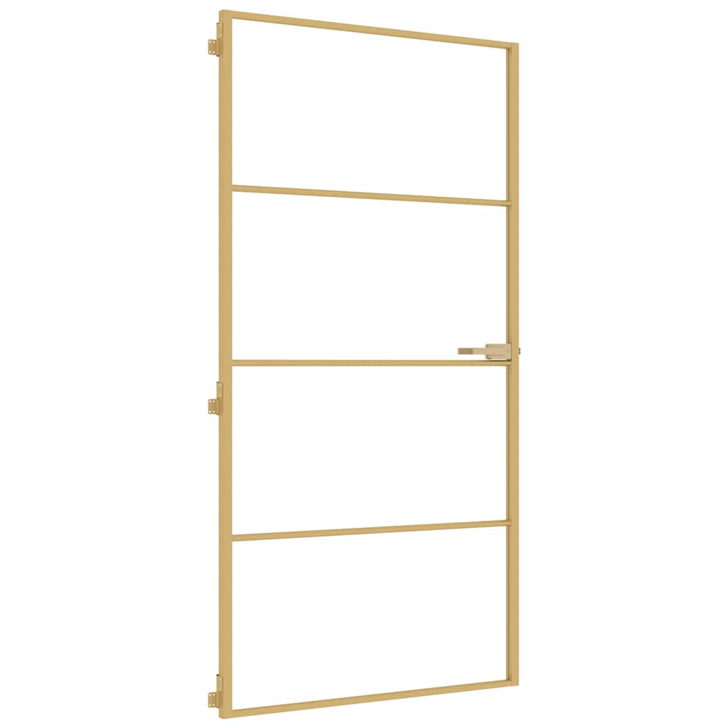 Binnendeur smal 102,5x201,5 cm gehard glas en aluminium goud is nu te koop bij PeponiXL, paradijselijk wonen!