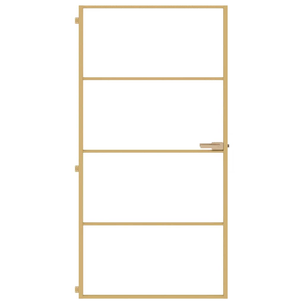 Binnendeur smal 102,5x201,5 cm gehard glas en aluminium goud is nu te koop bij PeponiXL, paradijselijk wonen!