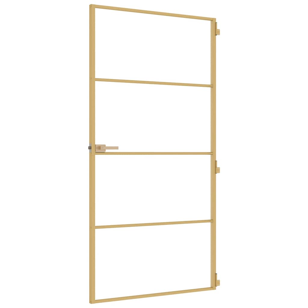 Binnendeur smal 102,5x201,5 cm gehard glas en aluminium goud is nu te koop bij PeponiXL, paradijselijk wonen!