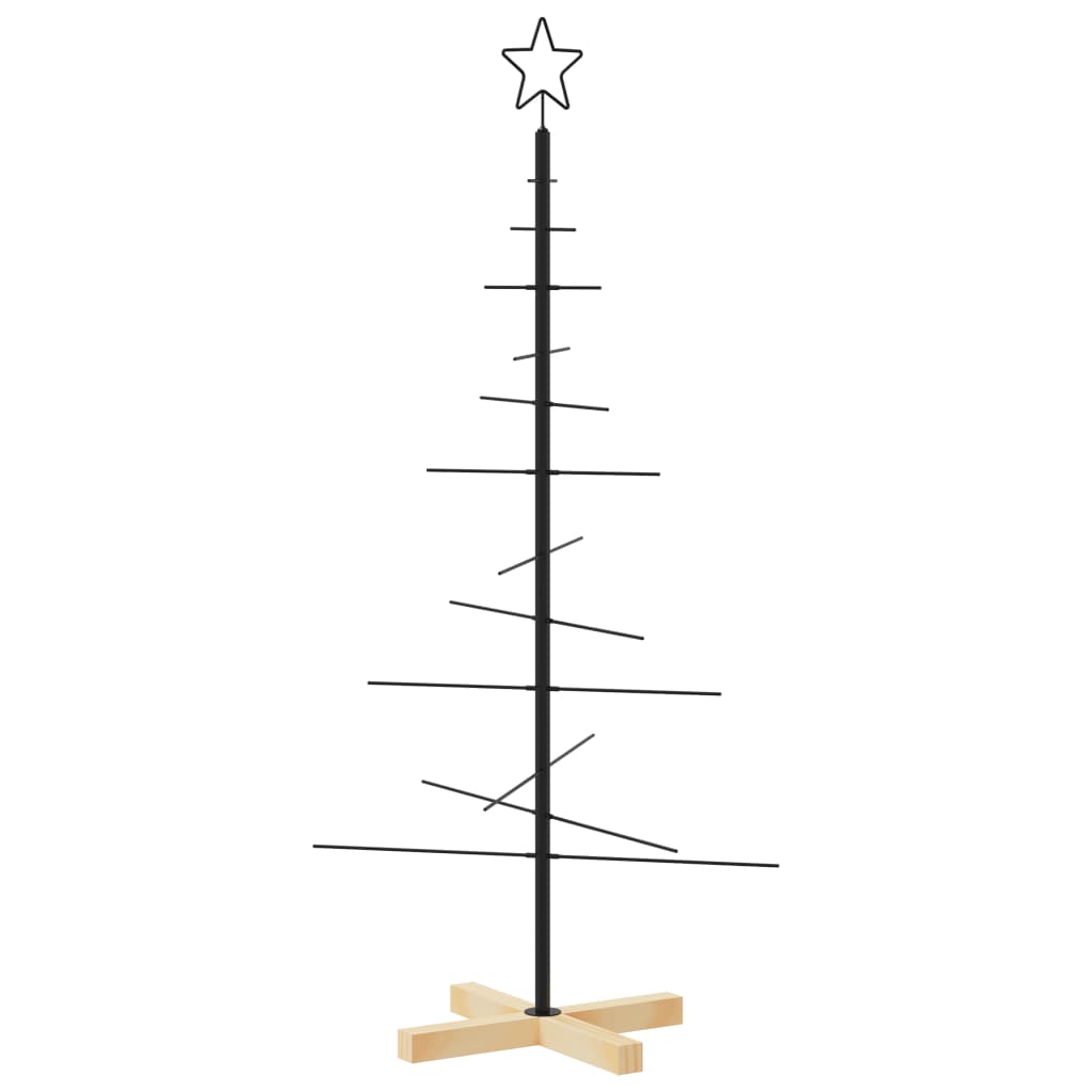 Kerstdecoratie kerstboom met houten basis 120 cm metaal zwart is nu te koop bij PeponiXL, paradijselijk wonen!