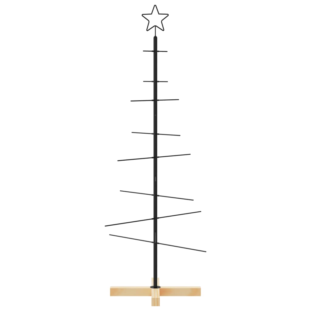 Kerstdecoratie kerstboom met houten basis 120 cm metaal zwart is nu te koop bij PeponiXL, paradijselijk wonen!
