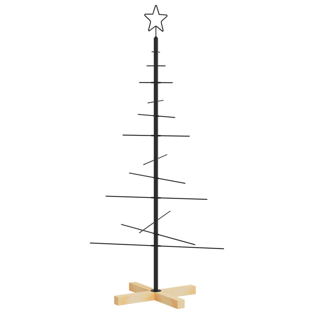 Kerstdecoratie kerstboom met houten basis 120 cm metaal zwart is nu te koop bij PeponiXL, paradijselijk wonen!