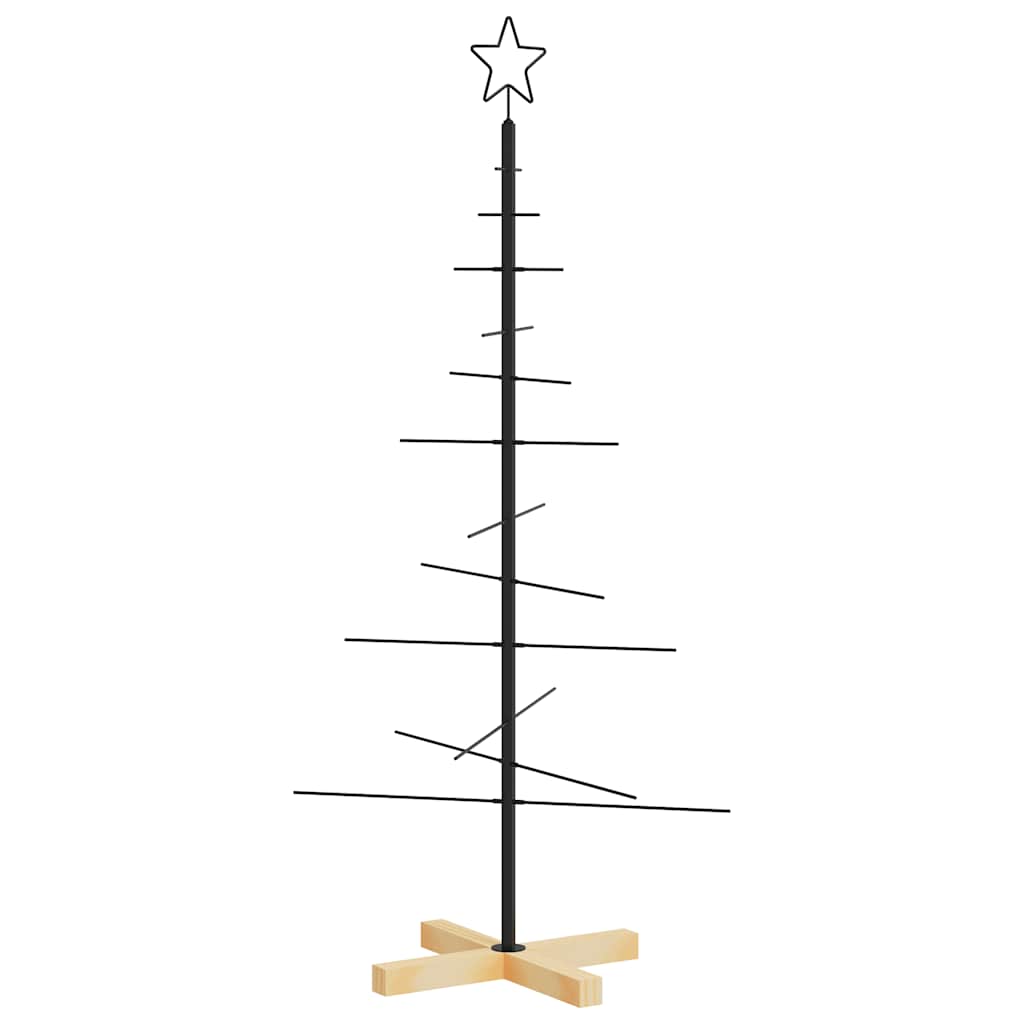 Kerstdecoratie kerstboom met houten basis 120 cm metaal zwart is nu te koop bij PeponiXL, paradijselijk wonen!