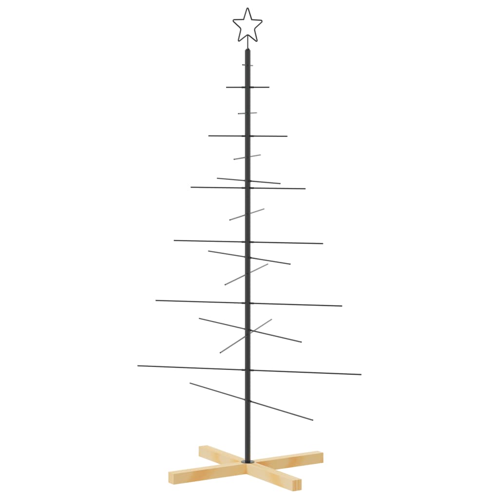 Kerstdecoratie kerstboom met houten basis 150 cm metaal zwart is nu te koop bij PeponiXL, paradijselijk wonen!