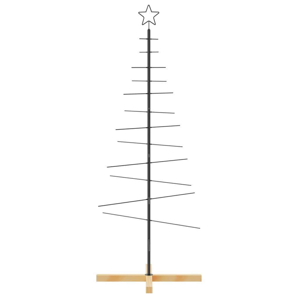 Kerstdecoratie kerstboom met houten basis 150 cm metaal zwart is nu te koop bij PeponiXL, paradijselijk wonen!