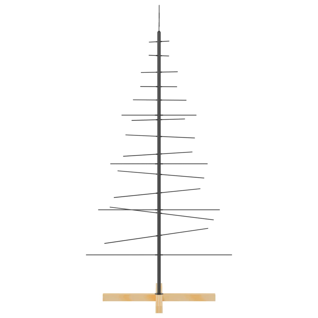 Kerstdecoratie kerstboom met houten basis 150 cm metaal zwart is nu te koop bij PeponiXL, paradijselijk wonen!