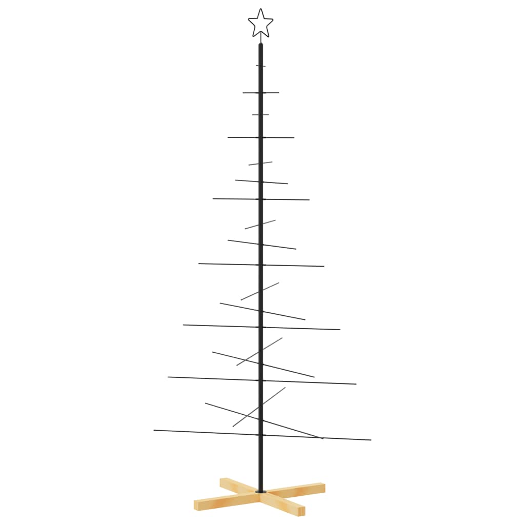 Kerstdecoratie kerstboom met houten basis 180 cm metaal zwart is nu te koop bij PeponiXL, paradijselijk wonen!
